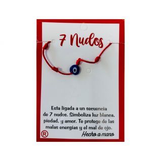 Pulsera 7 nudos rojo cordón fino Ojo Turco